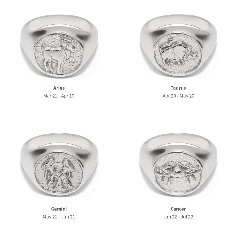 NU & MII Zodiac Signet Silver Ring