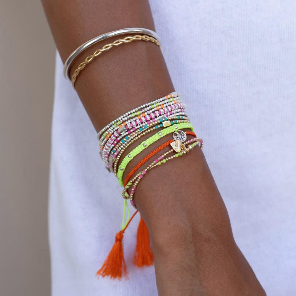 Amigo Silver Bracelet - Neon Yellow