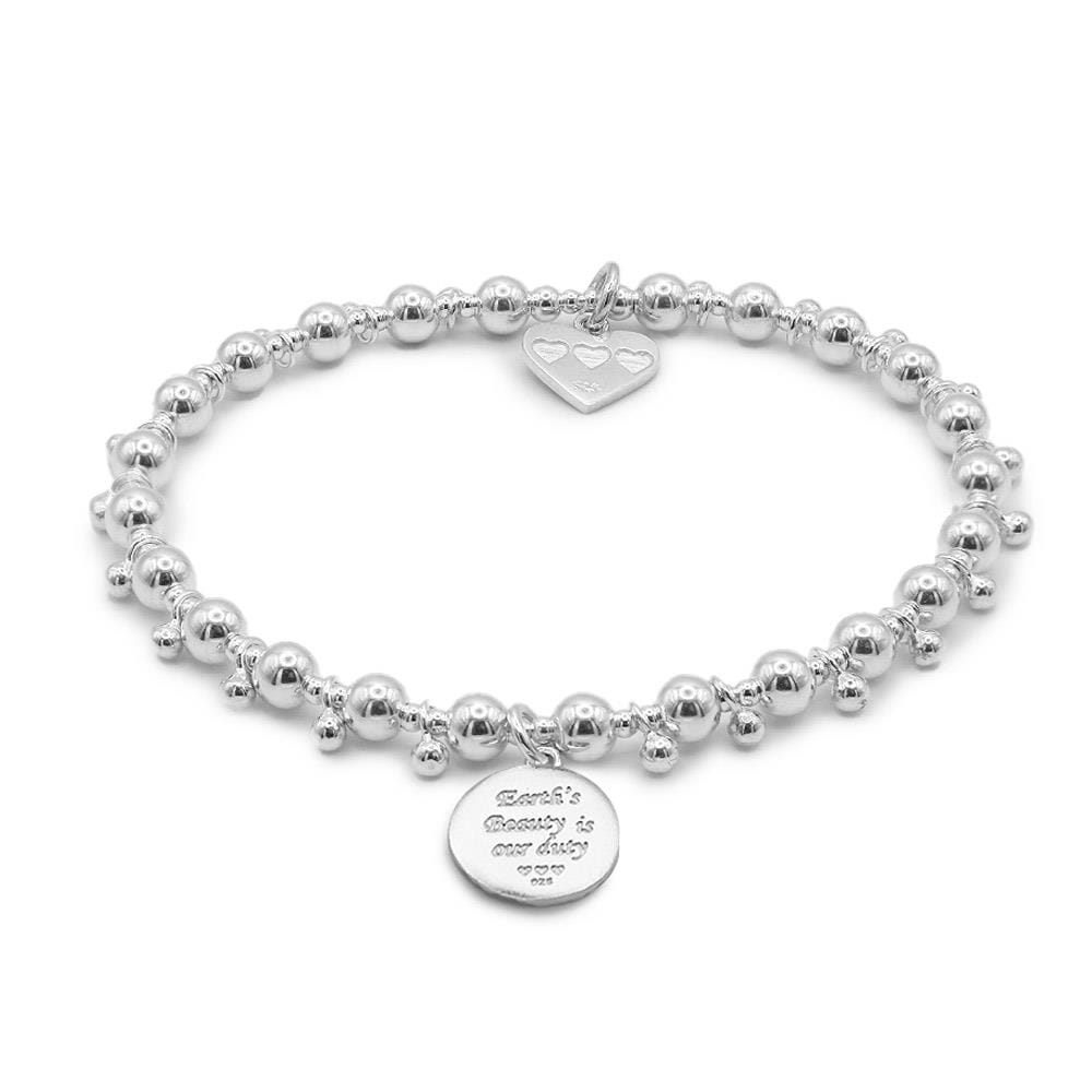 Creation Round Silver Charm Bracelet - Earth's Beauty is our Duty