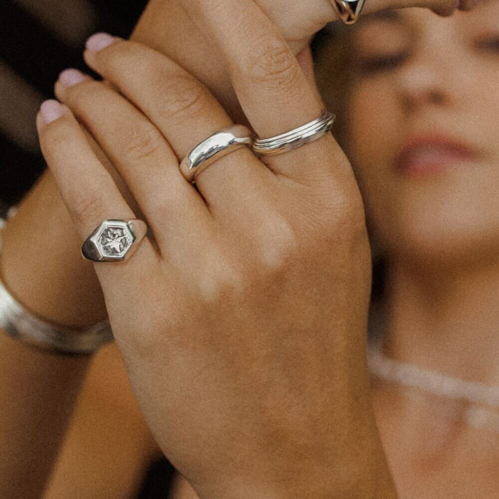 Outlet NU & MII Art Deco Silver Ring