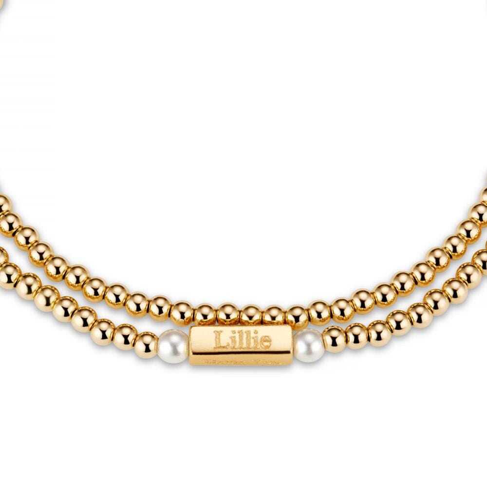 Phoebe Looped Personalised Gold Plated Bracelet - Pearl
