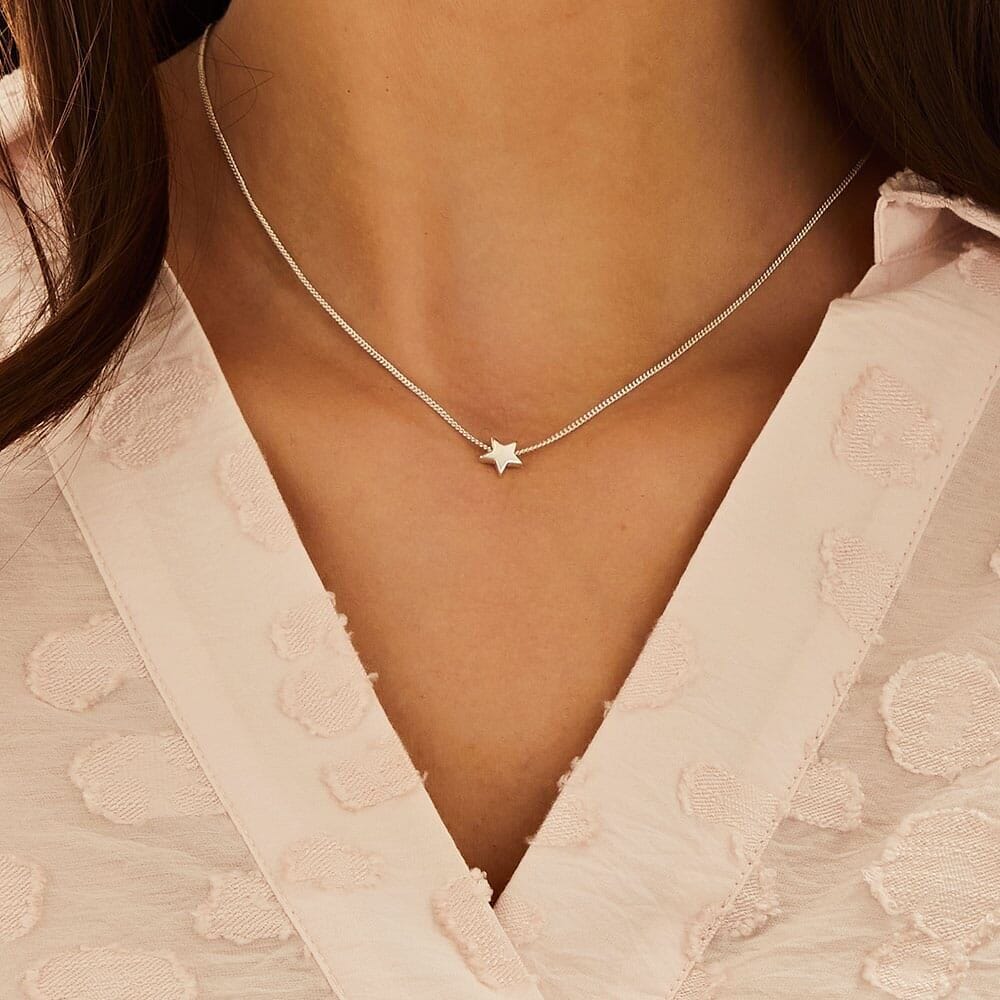 Tiny Boxed Star Silver Necklace
