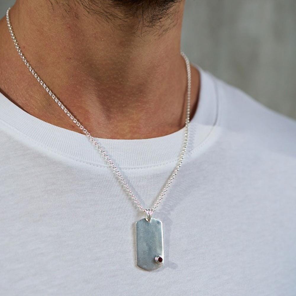 42 Men's Zodiac Tag Silver Necklace