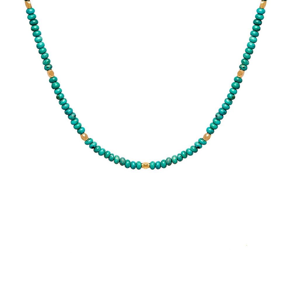 NU & MII Boho Gold Necklace - Ocean Blue