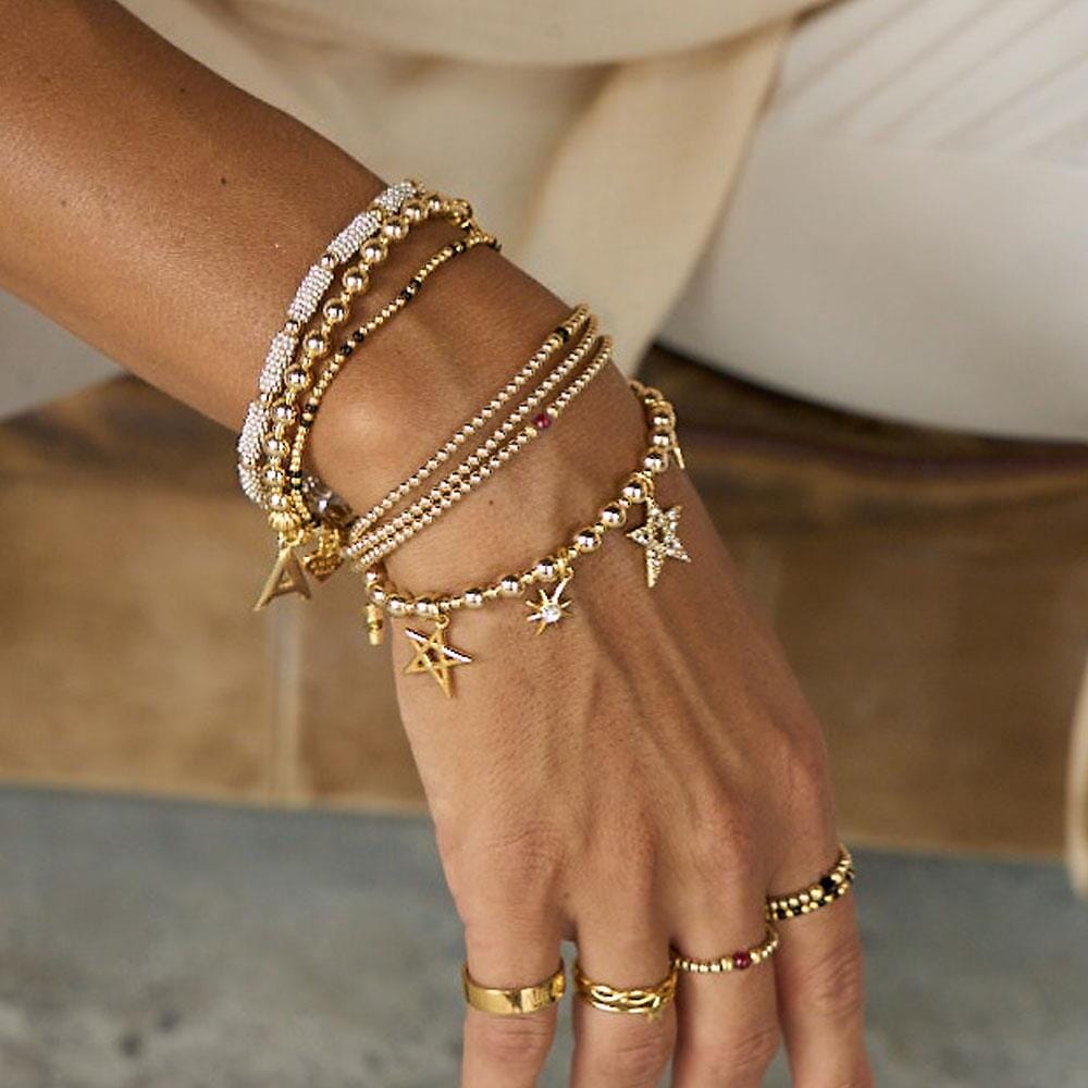 Aster Gold Bracelet - Carnelian Red