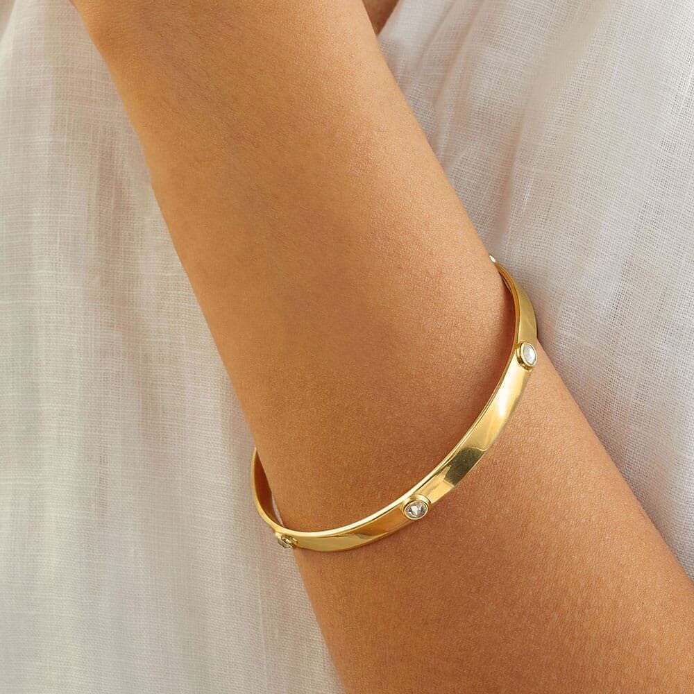Outlet Samara Crystal Gold Plated Bangle - Clear Crystal