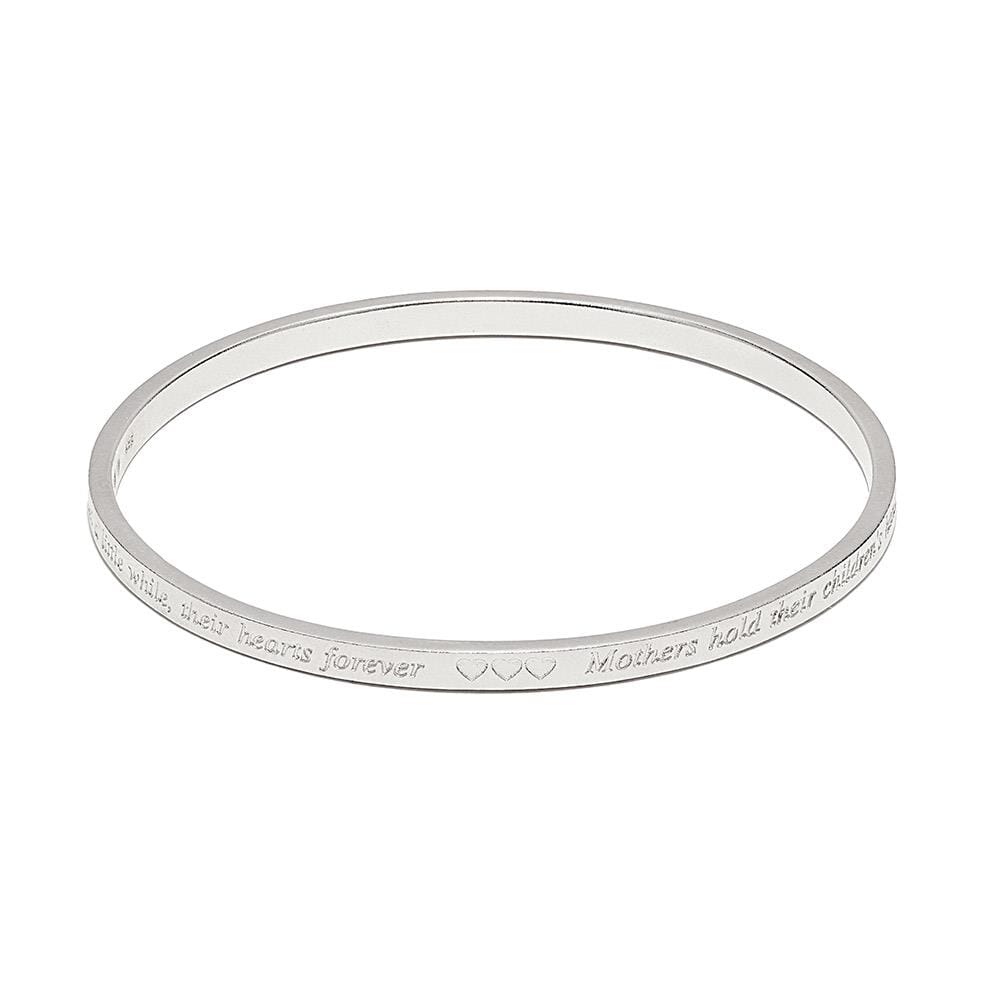Mothers Hold Motto Silver Bangle
