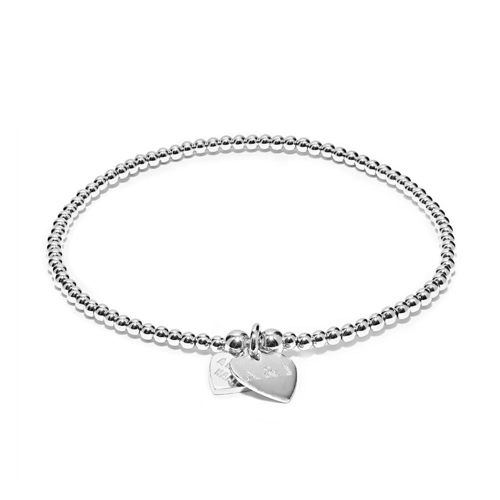 Santeenie Silver Charm Bracelet - Heart & Initials