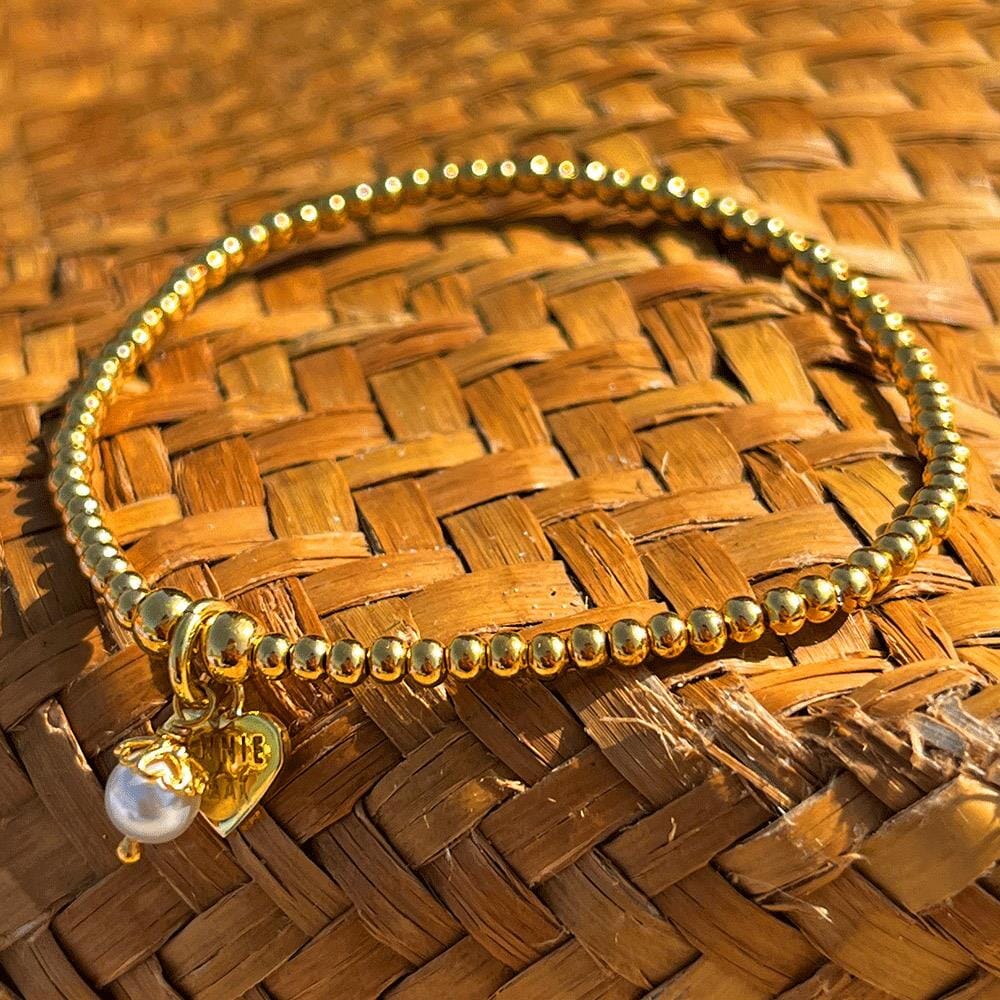 Santeenie Gold Charm Bracelet - Pearl
