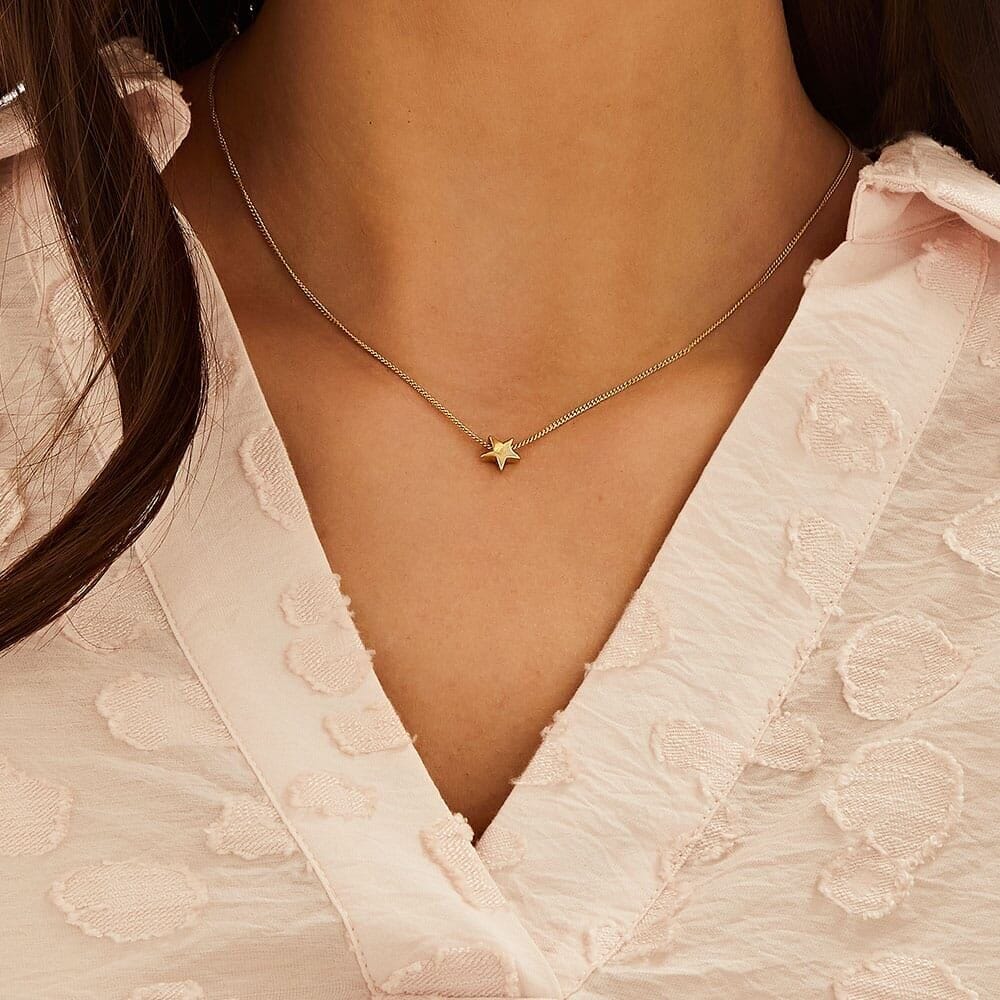 Tiny Boxed Star Gold Plated Necklace