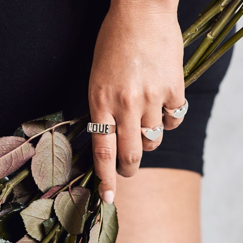 Outlet NU & MII Heart Signet Silver Ring