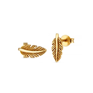 Esme Feather Stud Gold Plated Earrings