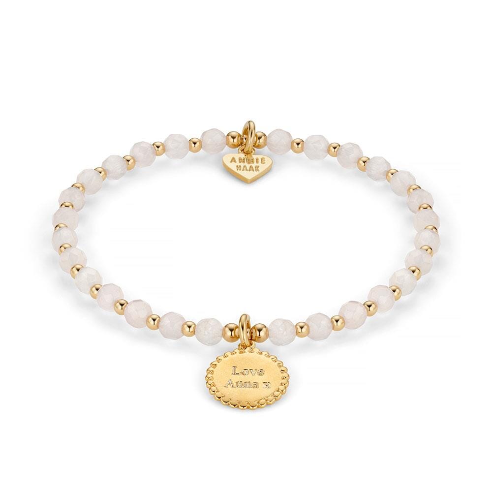 Rose Quartz Orchid Gold Plated Charm Bracelet - Personalised