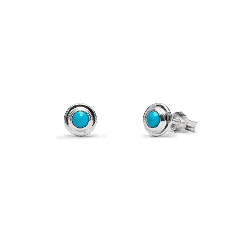 Mosaic Turquoise Silver Stud Earrings