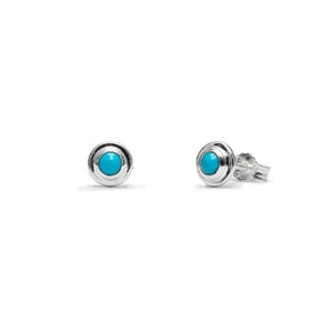 Mosaic Turquoise Silver Stud Earrings