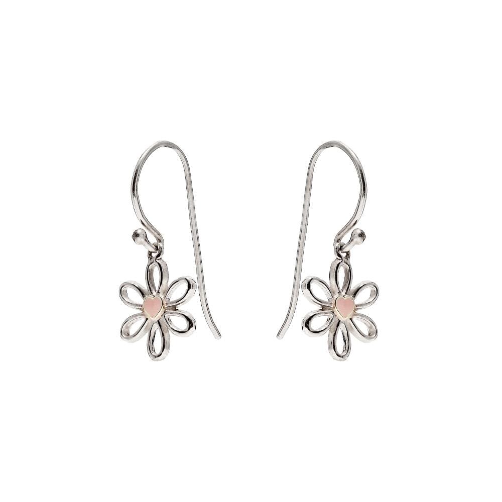 Pink Daisy Silver Hook Earrings