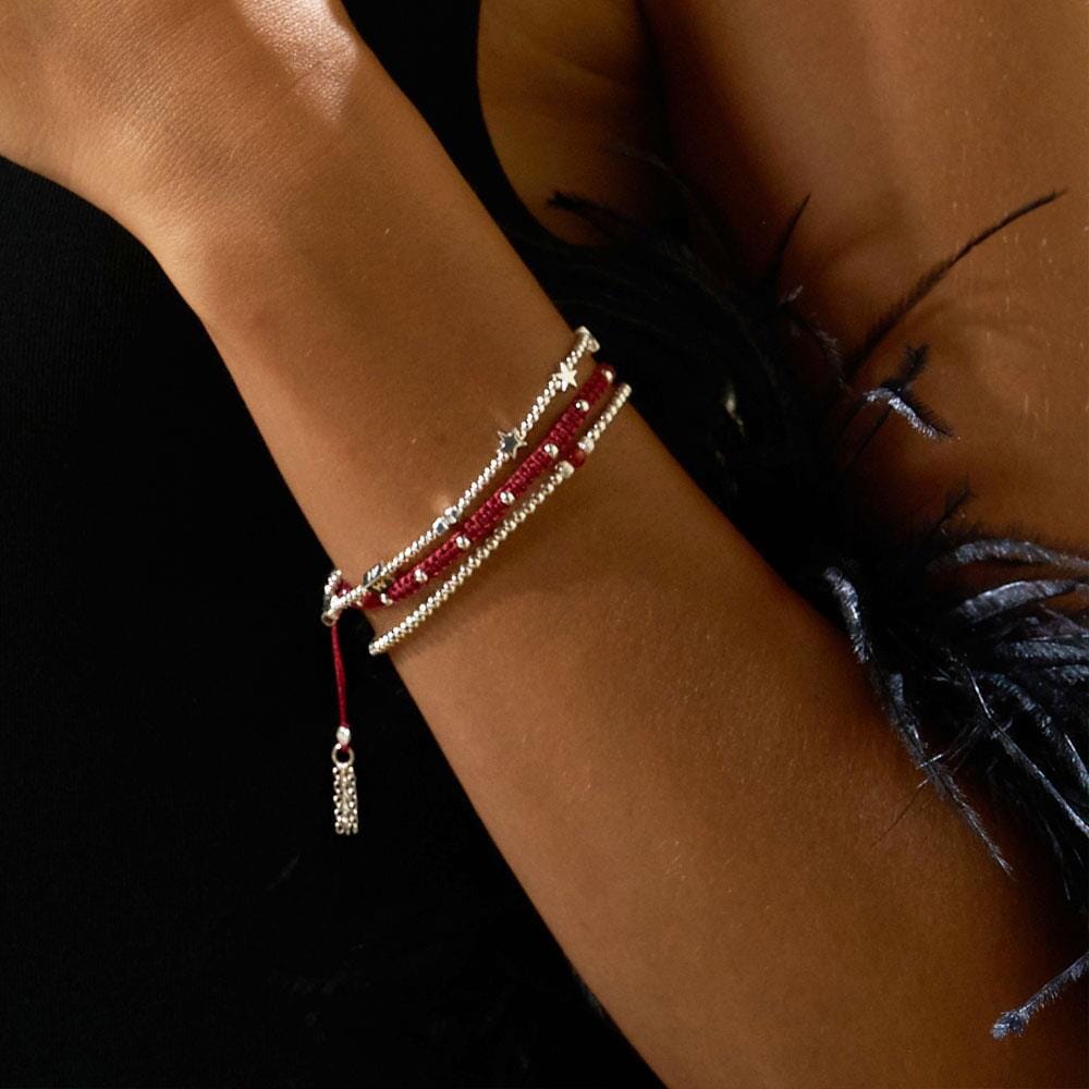 Aster Silver Bracelet - Carnelian Red