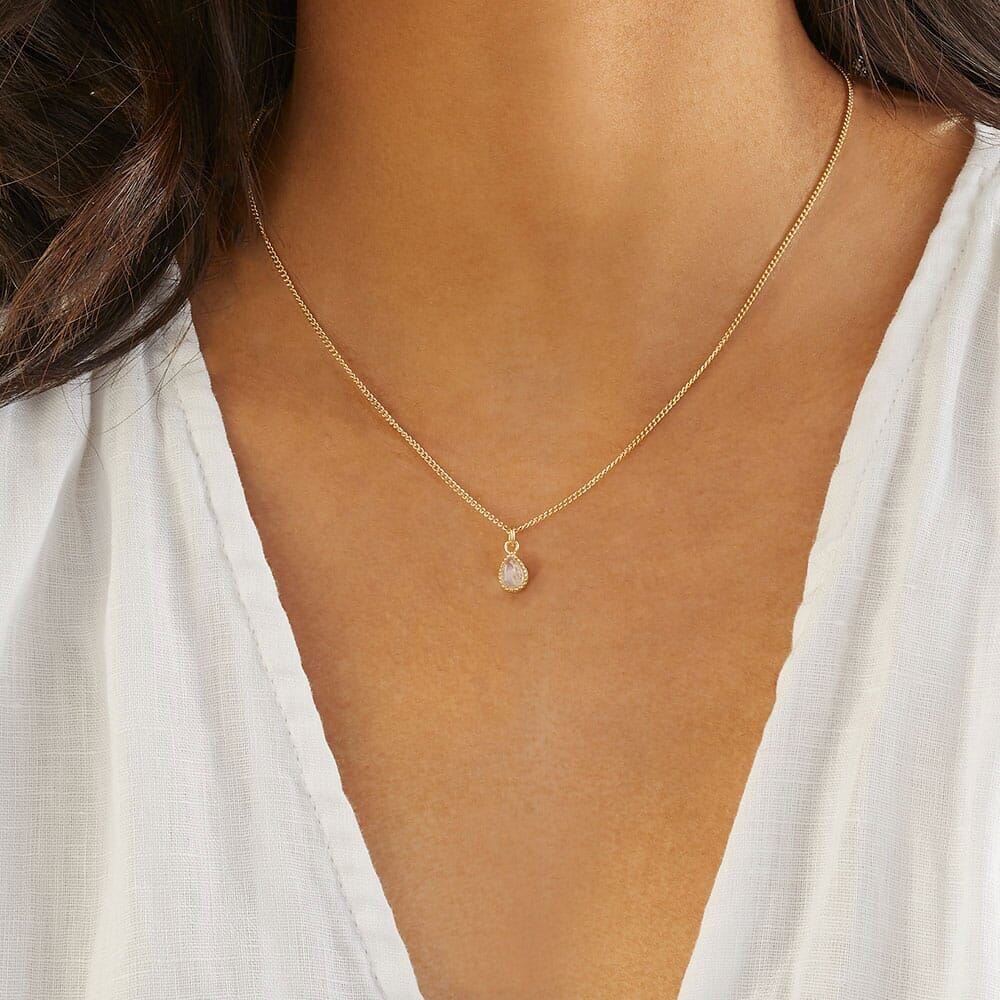 Outlet Itsy Bitsy Moonstone Teardrop Gold Necklace