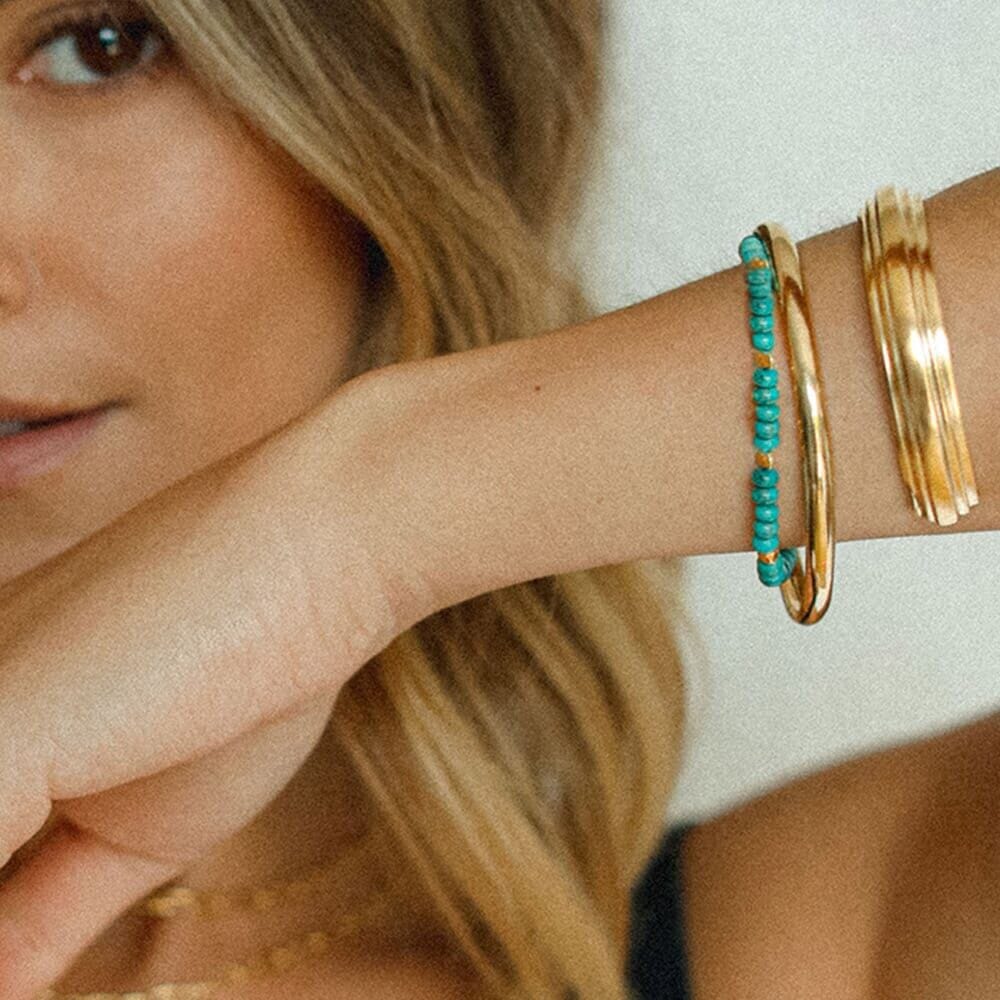 NU & MII Art Deco Gold Plated Cuff