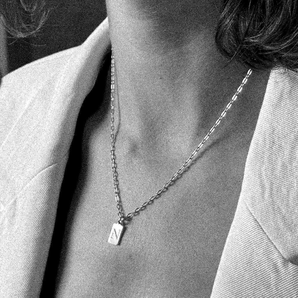 NU & MII Nora Personalised Tag Silver Necklace