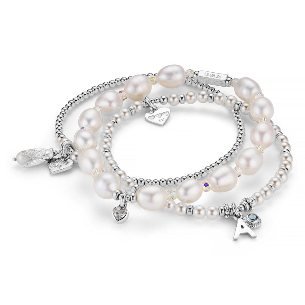 Devotion Pearl Personalised Silver Stack