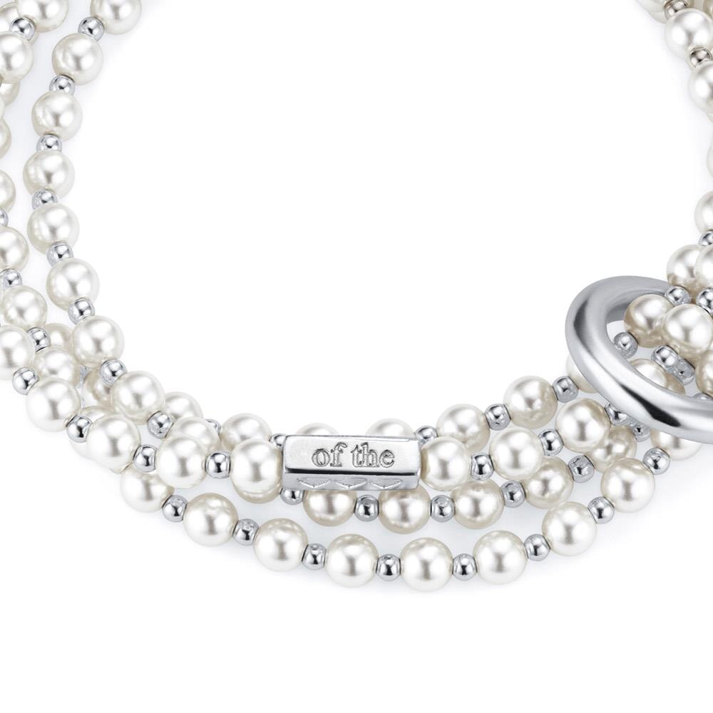 Endless Love Pearl Personalised Looped Silver Bracelet