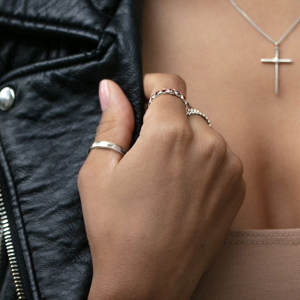 Outlet NU & MII Hammered Silver Ring