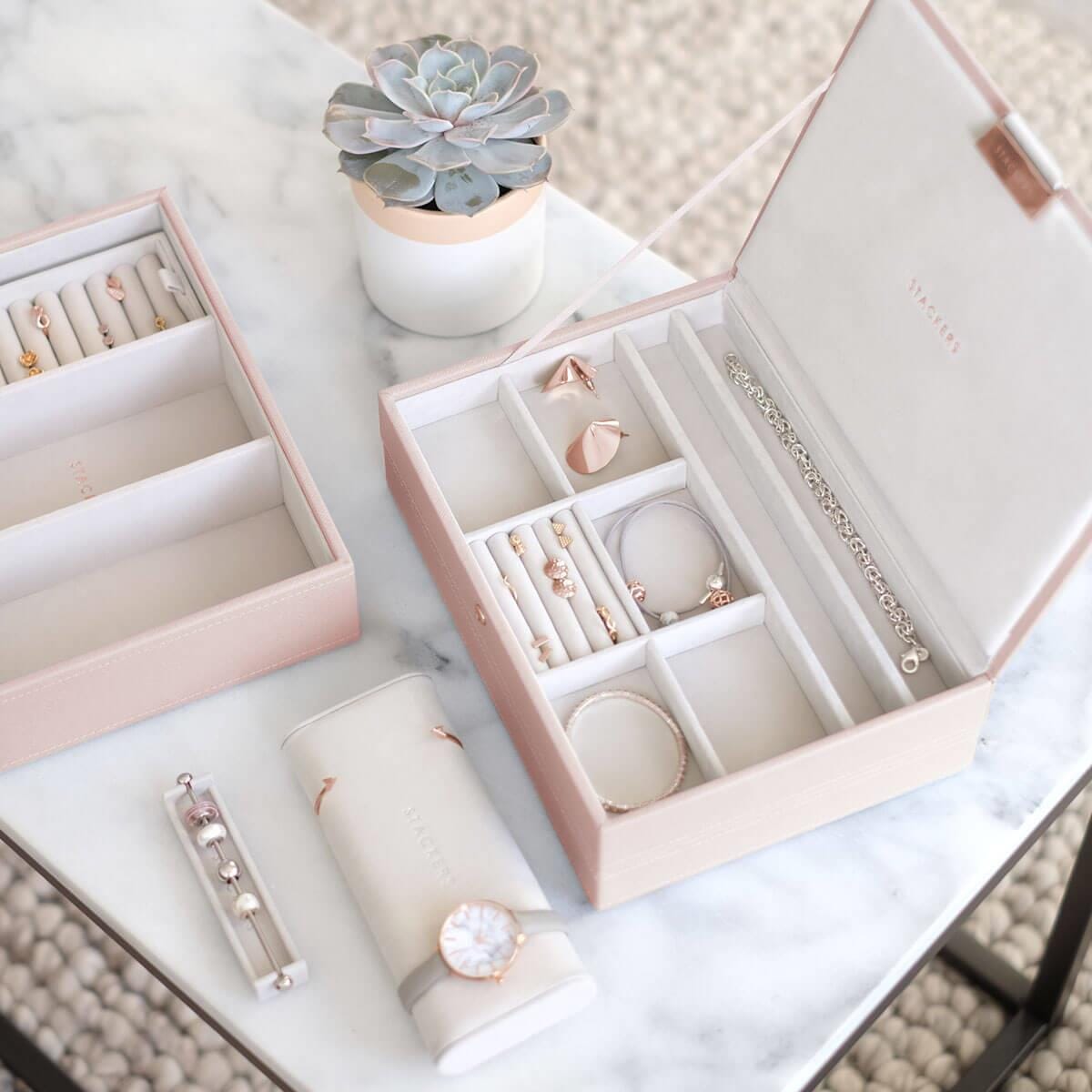 Stackers Blush Leather Jewellery Box Set of 3