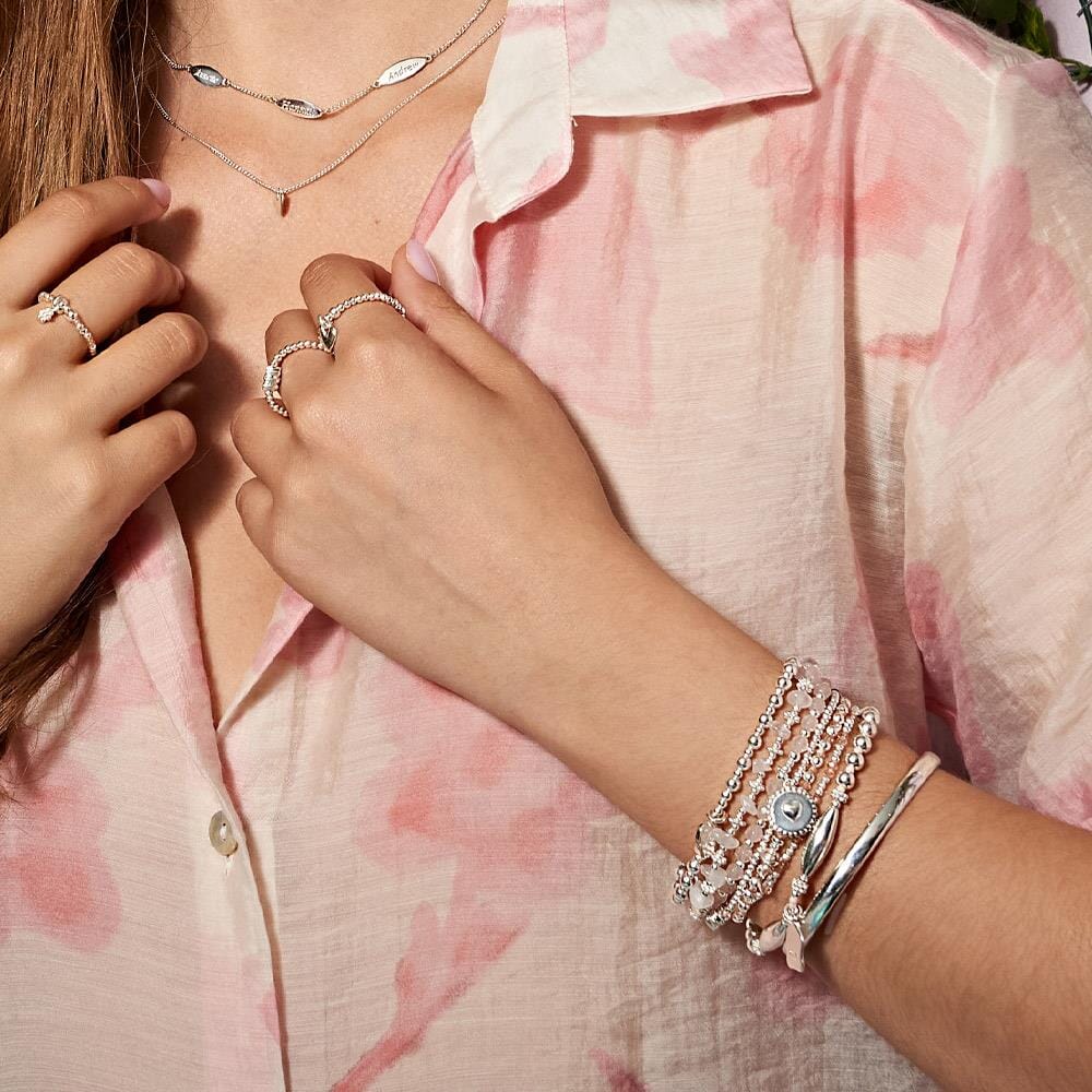Rose Quartz Orchid Silver Charm Bracelet - Personalised