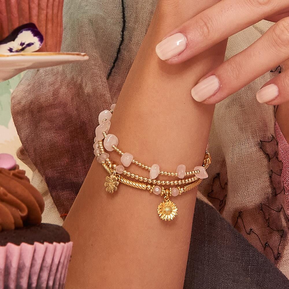 Fleur Gold Plated Bracelet Stack
