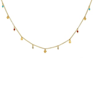 Outlet Dainty Heart and Star Gem Gold Necklace