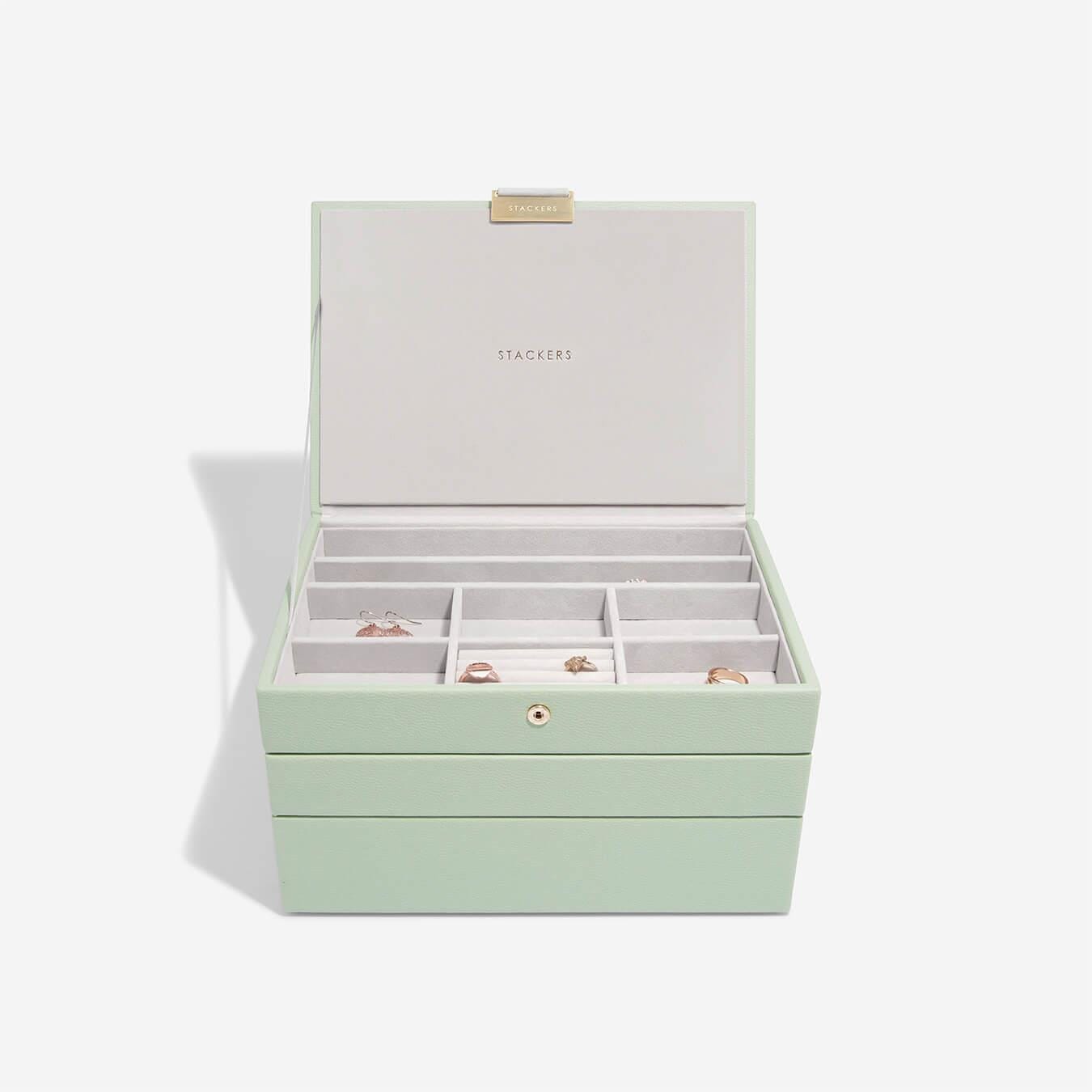 Stackers Sage Green Classic Set of 3 Jewellery Box