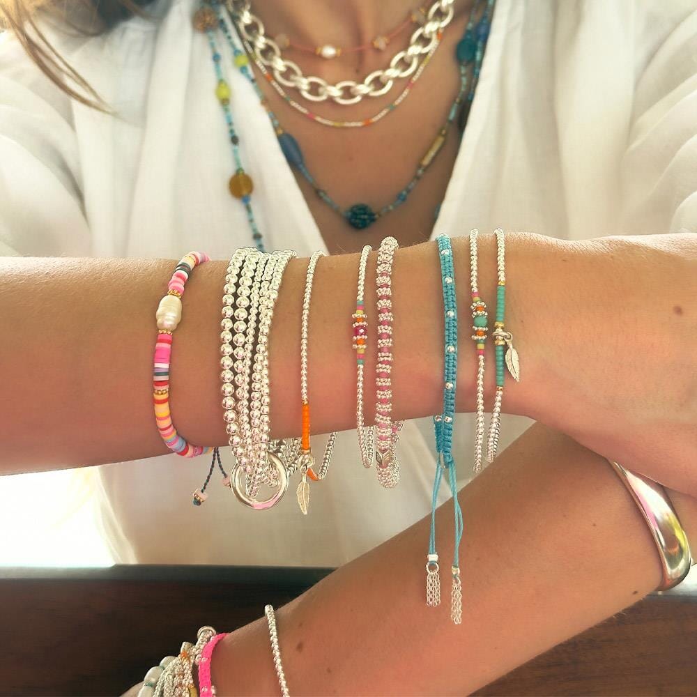 Festival Mini Ria Silver Bracelet - Neon Pink