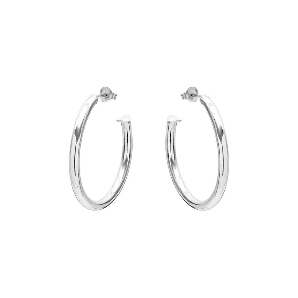 NU & MII Midi Hollow Hoops Silver Earrings