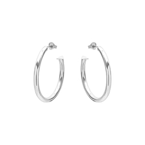 NU & MII Midi Hollow Hoops Silver Earrings
