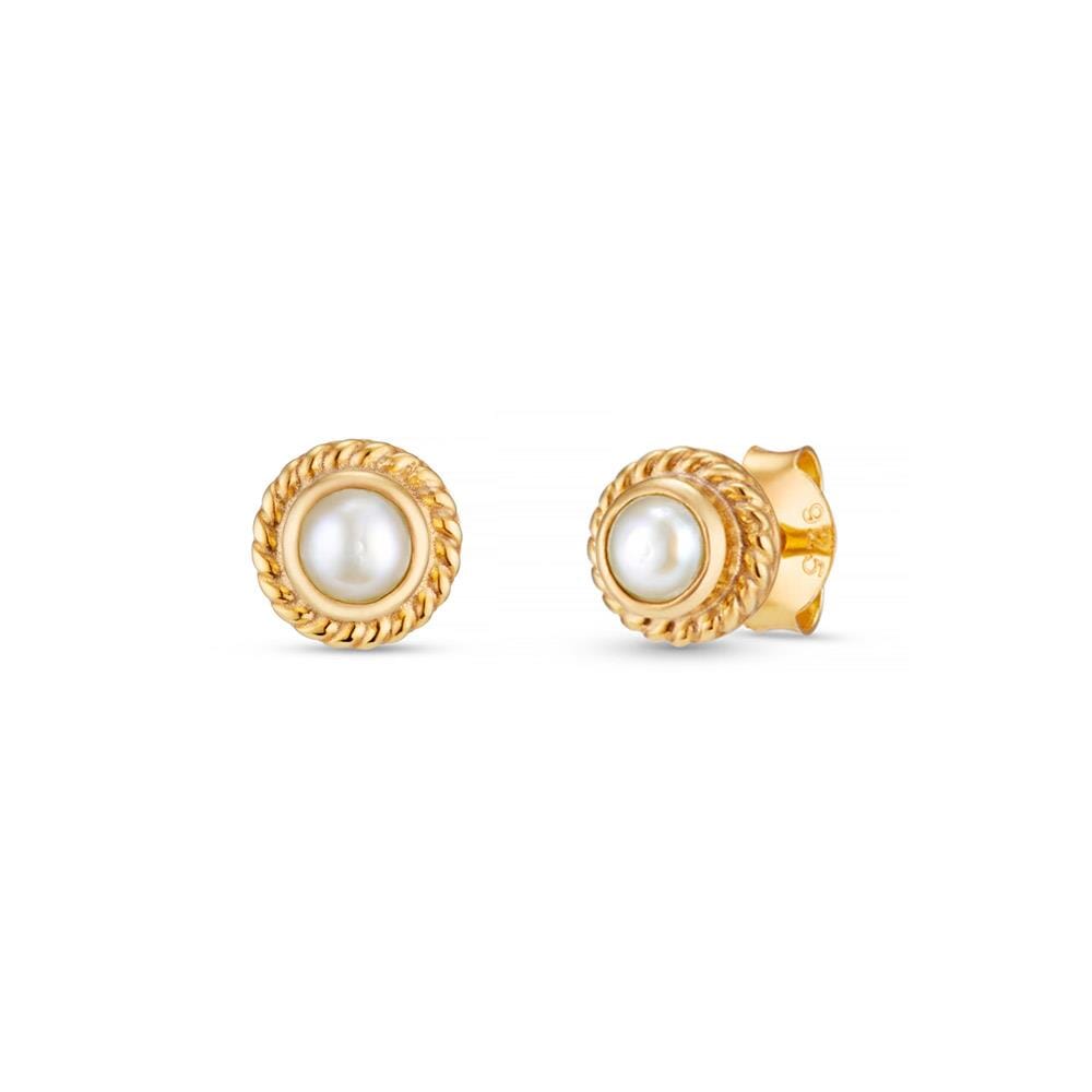 Pearl with a Twist Gold Plated Stud Earrings