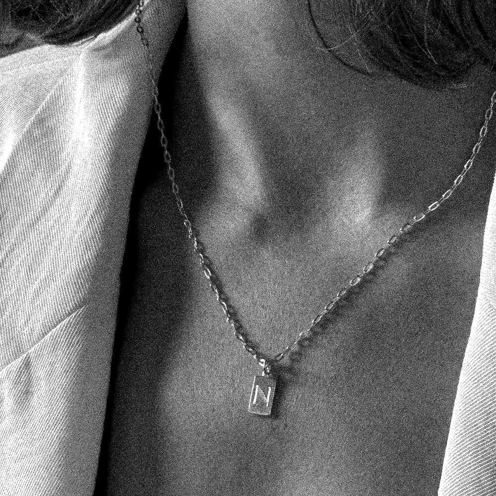 NU & MII Nora Personalised Tag Silver Necklace