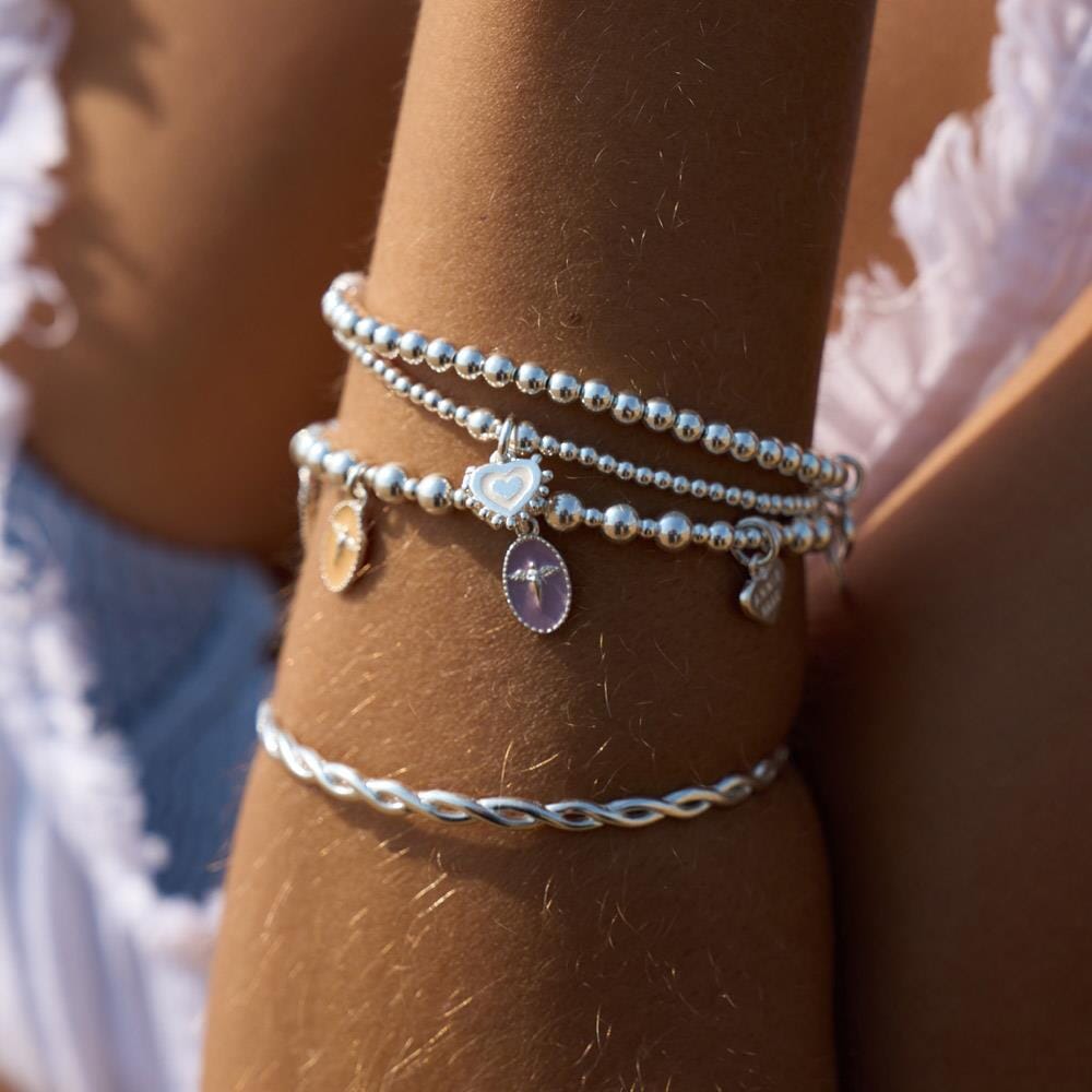 Santeenie Silver Charm Bracelet - White Heart
