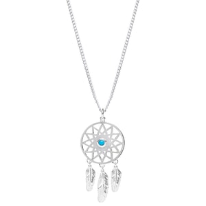 Turquoise Dreamcatcher Silver Necklace
