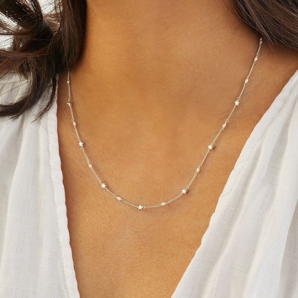 Tiny Star Pearl Silver Necklace
