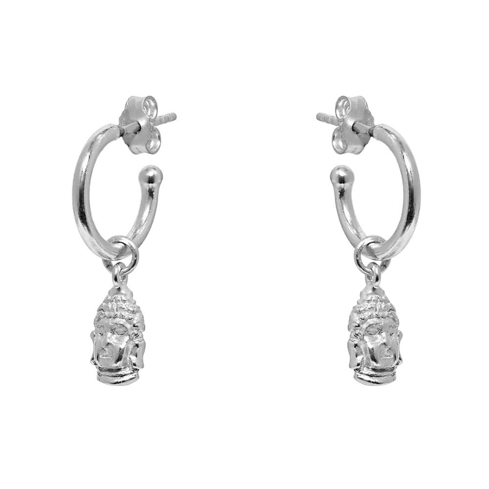 Outlet Buddha Hoop Silver Earrings