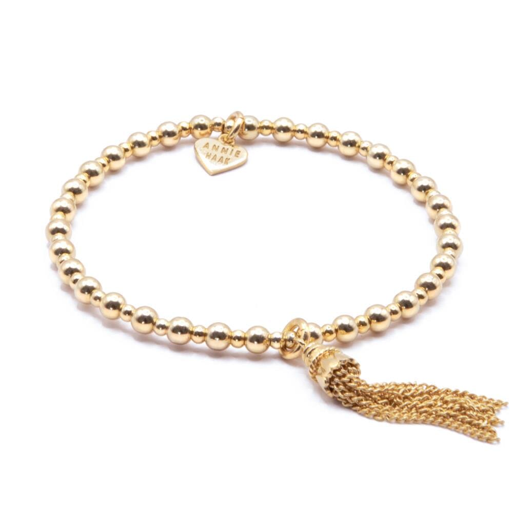 Mini Orchid Yellow Gold Plated Charm Bracelet - Tassel