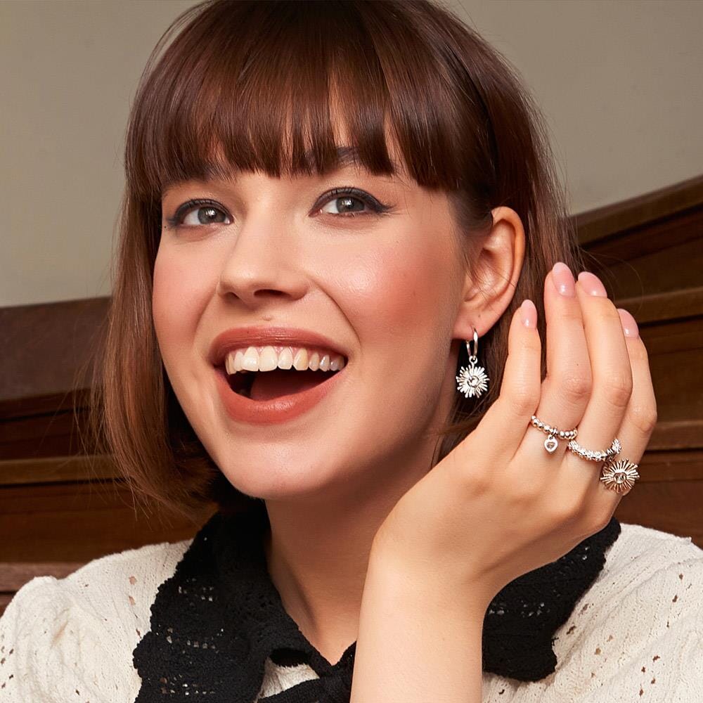 Outlet Orbit Silver Hoop Earrings - Crystal
