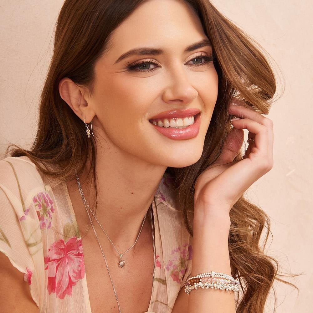 Pink Daisy Silver Necklace