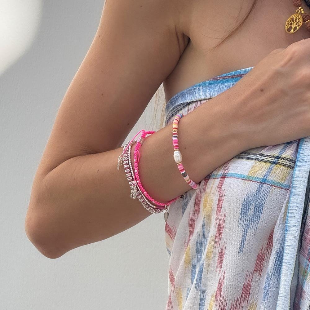 Multicolour Neon and Pearl Bracelet