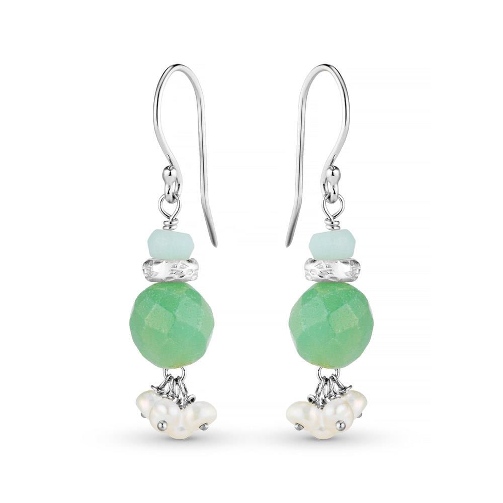 Precious Dangle Silver Earrings - Jade