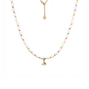 Papillon Pearl Gold Plated Necklace - Neon Hues