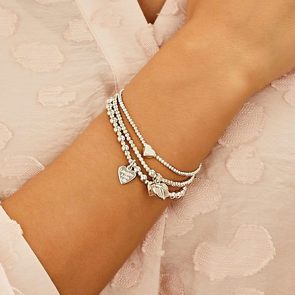 Santeenie Silver Charm Bracelet - Lined Heart