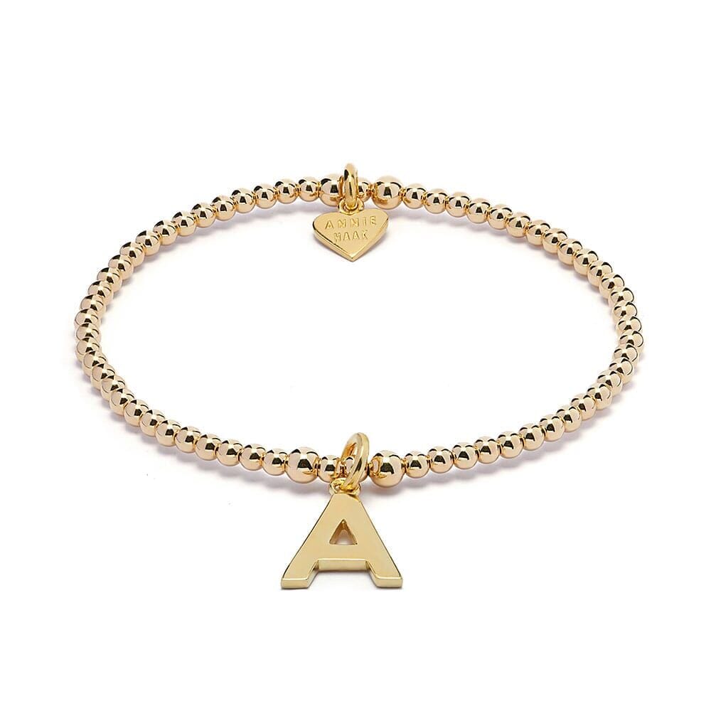 initial charm bracelet gold