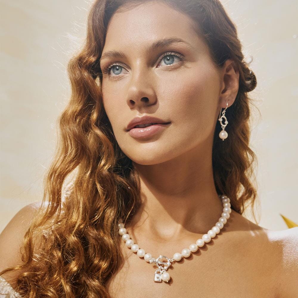Toggle Pearl Silver Earrings - Cream Pearl
